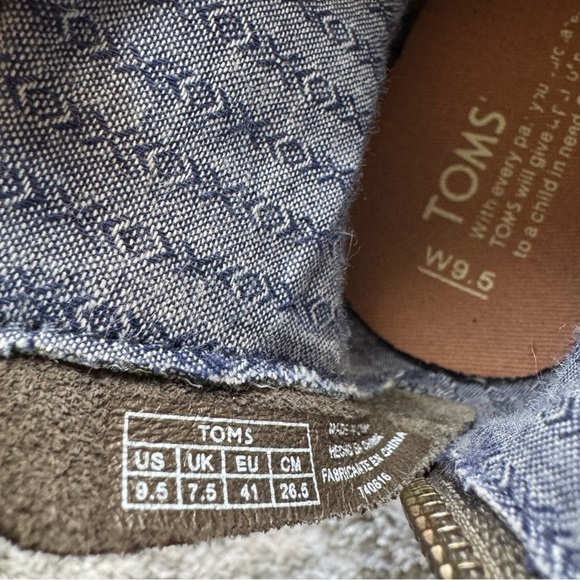 TOMS Leila Ankle boots Bootie Olive gray Herringbone suede block heel 9.5 - Picture 4 of 11